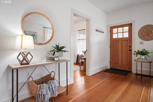 entrance foyer featuring baseboards and wood finished floors