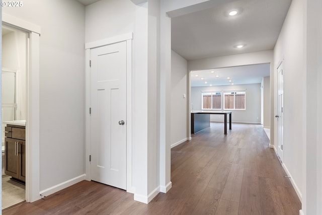 11383 NW 314th Ave, North Plains, OR 97133 - hallway featuring wood finished floors and recessed lighting