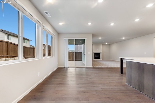 11383 NW 314th Ave, North Plains, OR 97133 - unfurnished room with wood finished floors, recessed lighting, and a fireplace