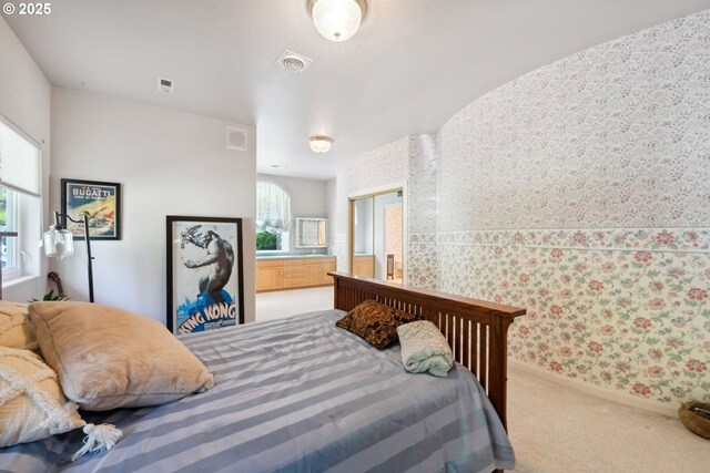 92631 Rainier Ln, Coos Bay, OR 97420 - bedroom featuring carpet floors and wallpapered walls