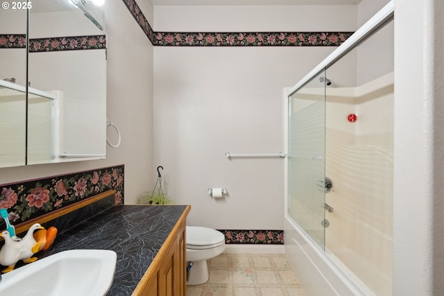 92631 Rainier Ln, Coos Bay, OR 97420 - bathroom featuring vanity, shower / bath combination with glass door, and tile patterned floors