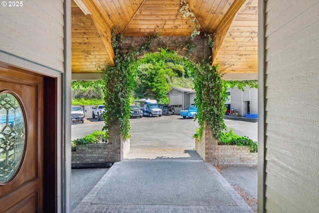 92631 Rainier Ln, Coos Bay, OR 97420 - interior space featuring wooden ceiling, high vaulted ceiling, and wooden walls