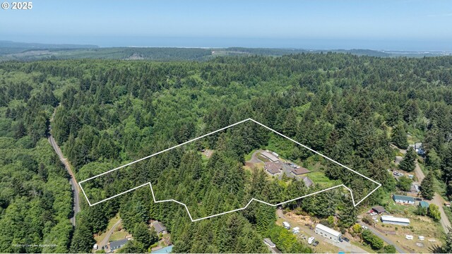92631 Rainier Ln, Coos Bay, OR 97420 - aerial view of property's location with a heavily wooded area and property boundaries highlighted