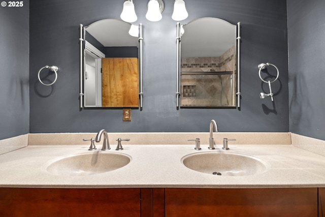 18021 Tualata Ave, Lake Oswego, OR 97035 - full bathroom with double vanity and a shower with shower door