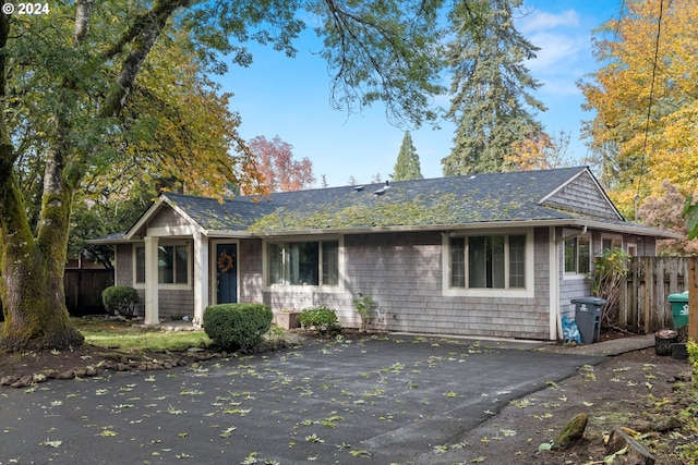 view of single story home