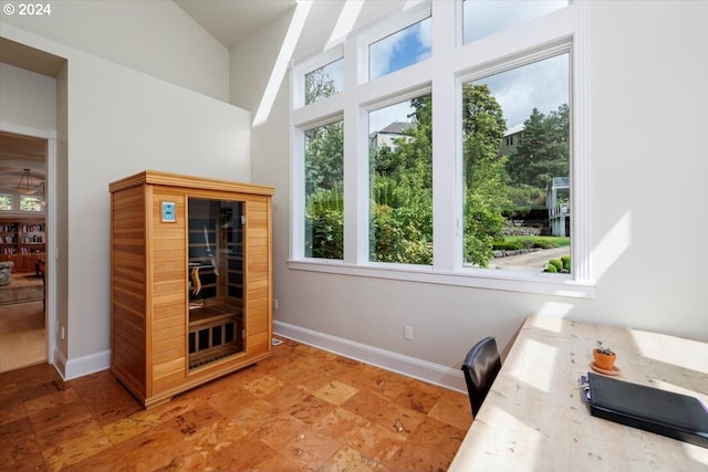 interior space with vaulted ceiling