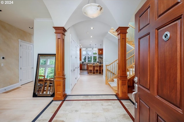 entrance foyer with decorative columns