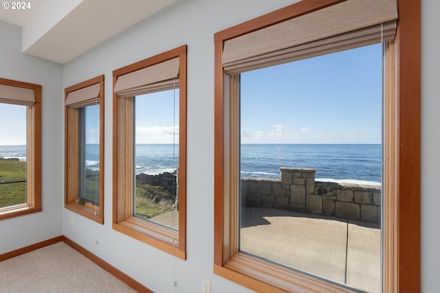 interior space with a view of the beach