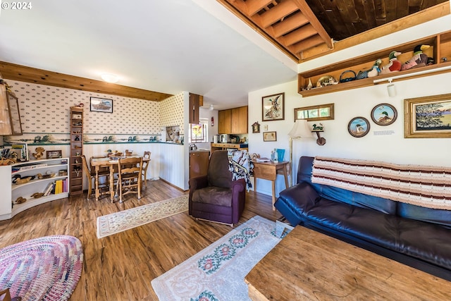 living room featuring dark hardwood / wood-style floors