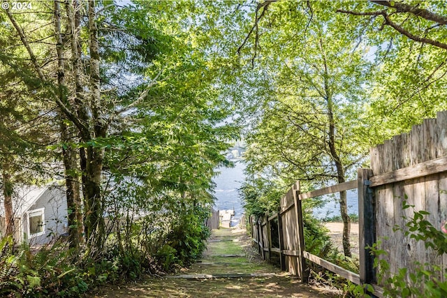 view of yard with a water view