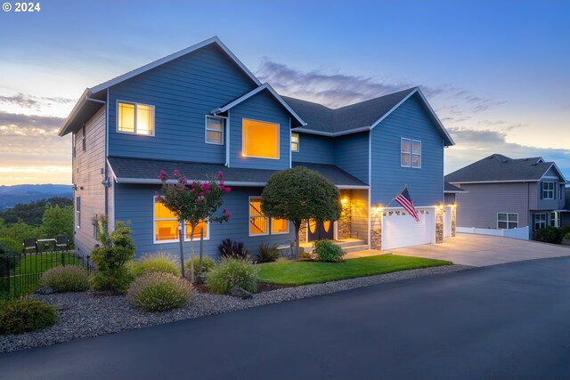 view of front of property featuring a garage