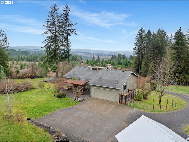 aerial view featuring a mountain view