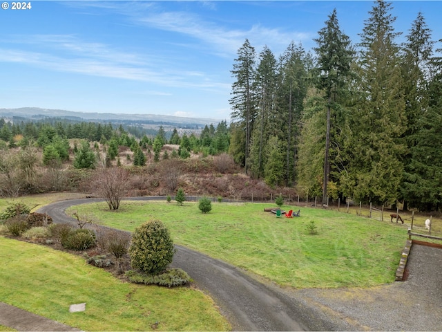 surrounding community with a yard and a rural view