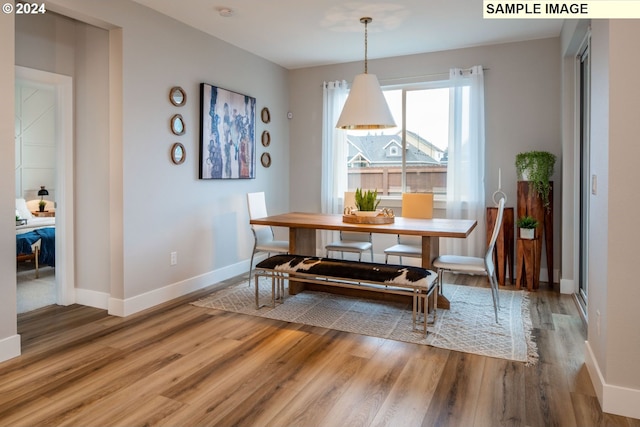 dining space featuring hardwood / wood-style floors