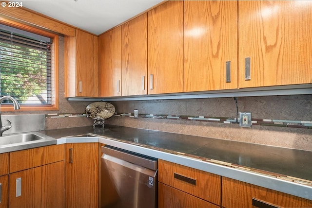 kitchen with dishwasher, sink, and backsplash