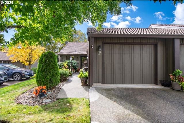 exterior space featuring a garage