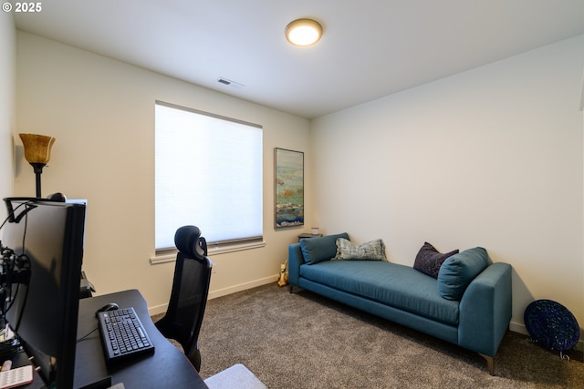 home office featuring carpet and baseboards