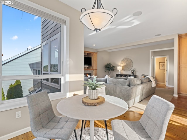 dining area with light hardwood / wood-style flooring