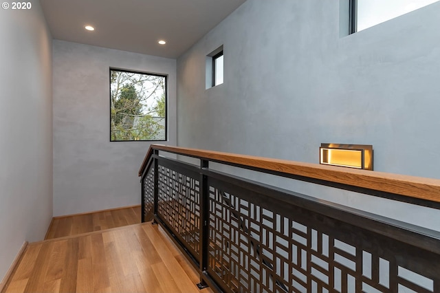 3341 N Willamette Blvd, Portland, OR 97217 - hall featuring wood finished floors and recessed lighting
