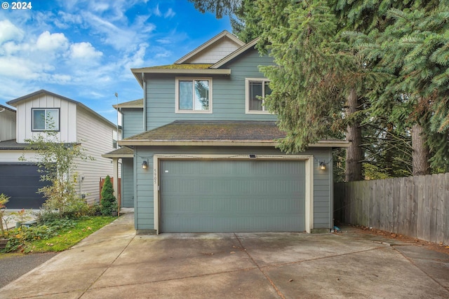 view of front of property featuring a garage