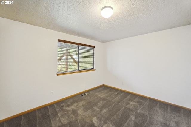 unfurnished room with carpet flooring and a textured ceiling