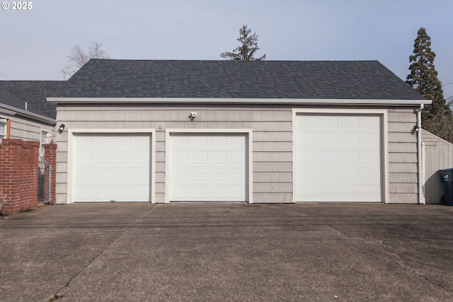 view of detached garage