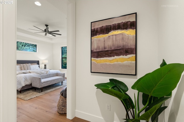 bedroom with light hardwood / wood-style flooring