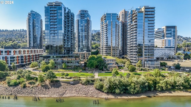 view of city with a water view