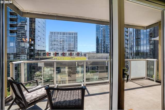 balcony with a city view