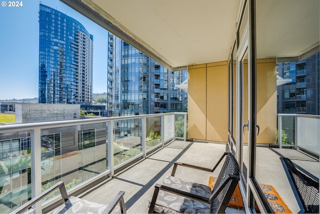 balcony with a view of city