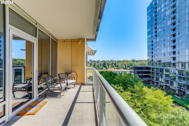 balcony with a view of city