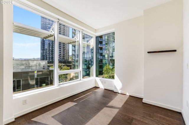 spare room featuring dark hardwood / wood-style flooring