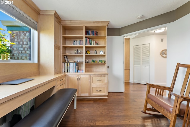 living area featuring dark wood finished floors