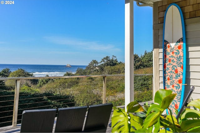 balcony with a water view