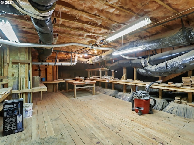 basement featuring hardwood / wood-style flooring