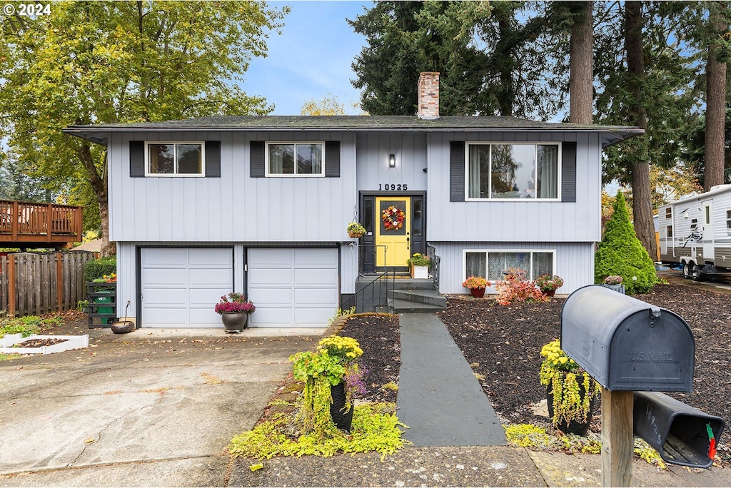 split foyer home with a garage