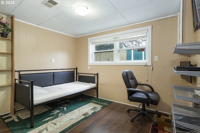 home office featuring wood finished floors and visible vents
