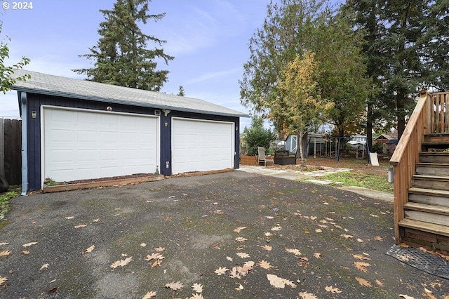 view of detached garage