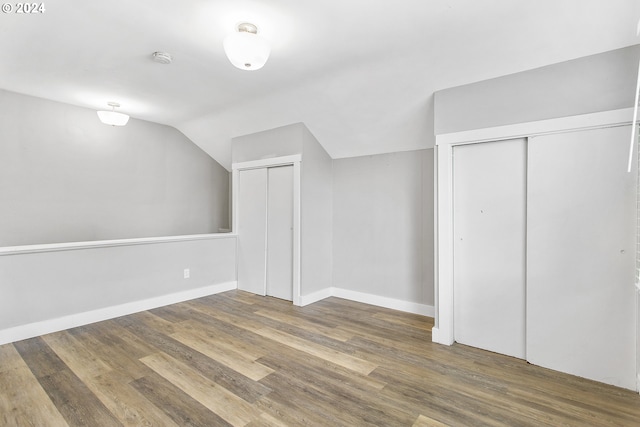 additional living space featuring lofted ceiling and wood-type flooring