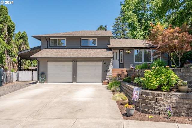 tri-level home with a garage