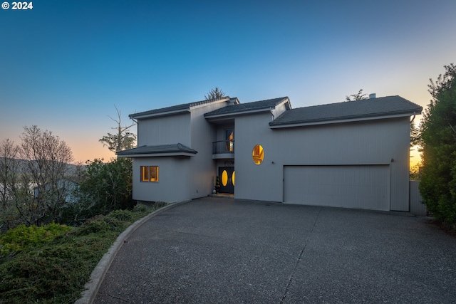 view of front of house with a garage