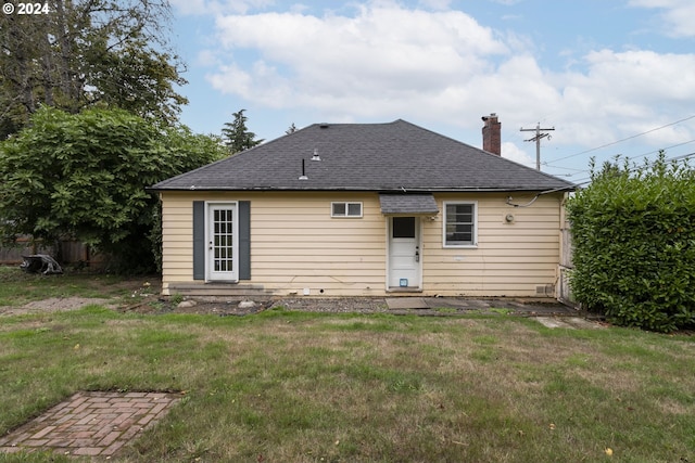 1212 Laurel St Unit 9, Lake Oswego, OR 97034 - rear view of property with roof with shingles, a lawn, and a chimney
