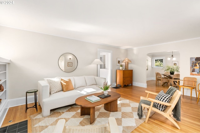 living room featuring light wood-type flooring