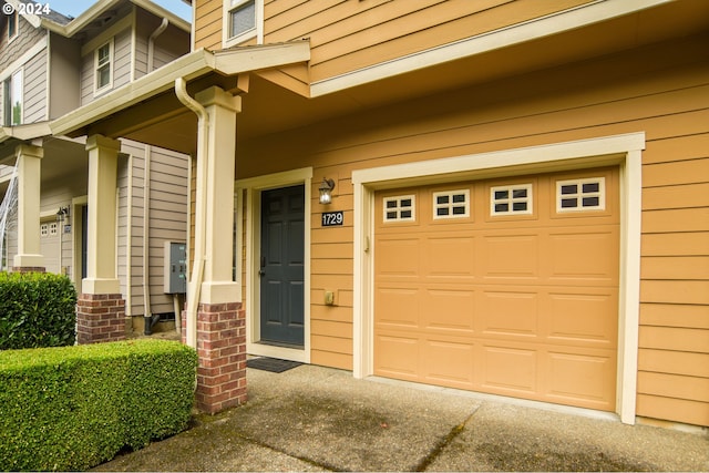 exterior space featuring a garage