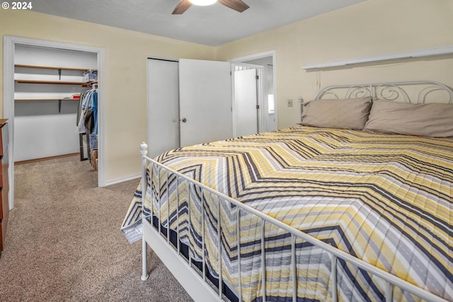 bedroom featuring carpet and ceiling fan