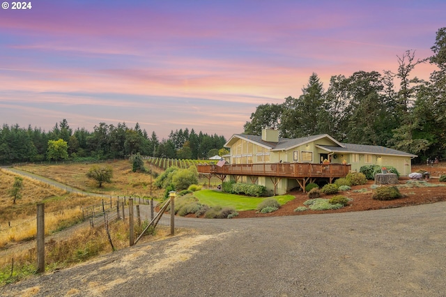 view of front of house featuring a deck