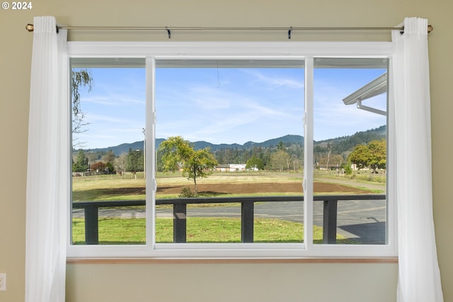 doorway featuring a mountain view and plenty of natural light