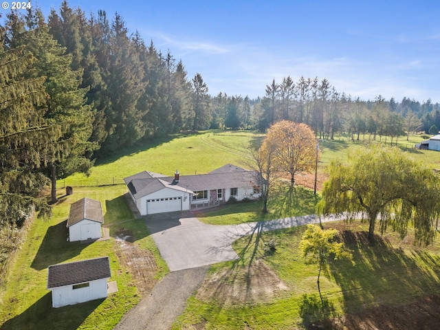 drone / aerial view with a rural view