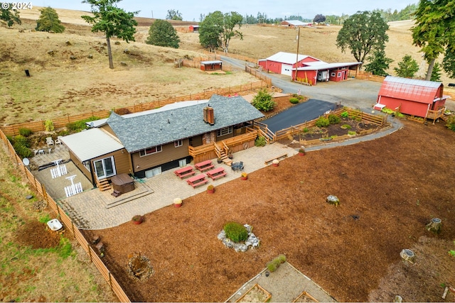 drone / aerial view with a rural view