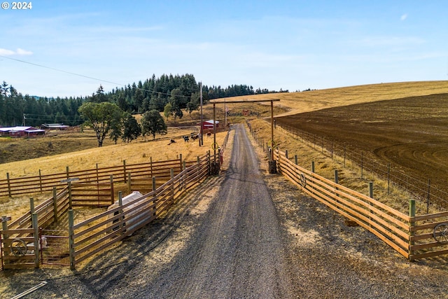 view of street with a rural view